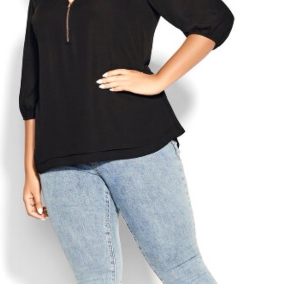 City Chic Black Sexy Fling Elbow Women's Top, Black 18M - Picture 2 of 4